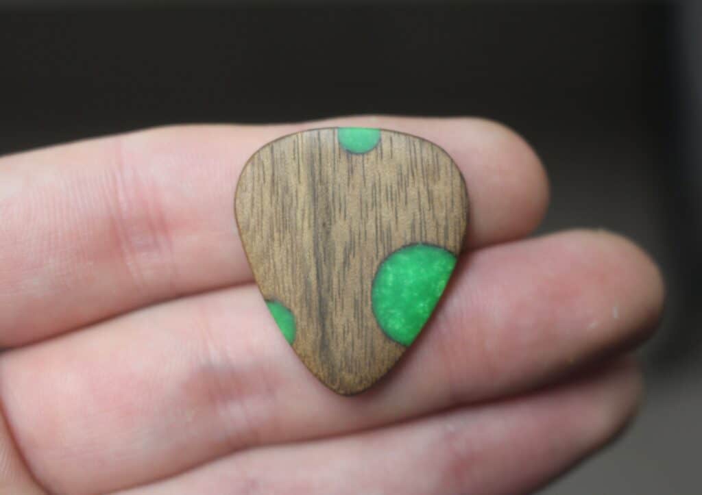 beautiful wood and resin guitar picks by woodenpickshop