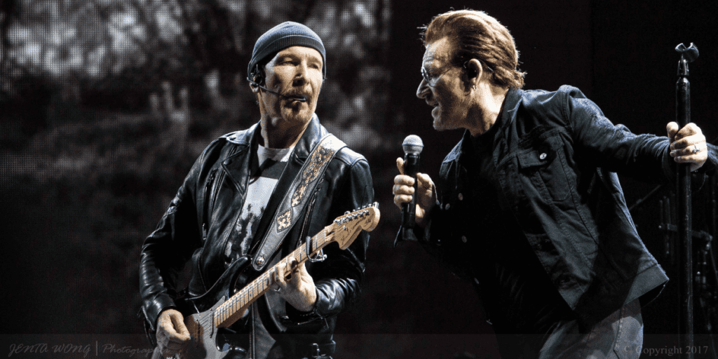 The Edge, one of the best guitarists of all time and Bono performing live