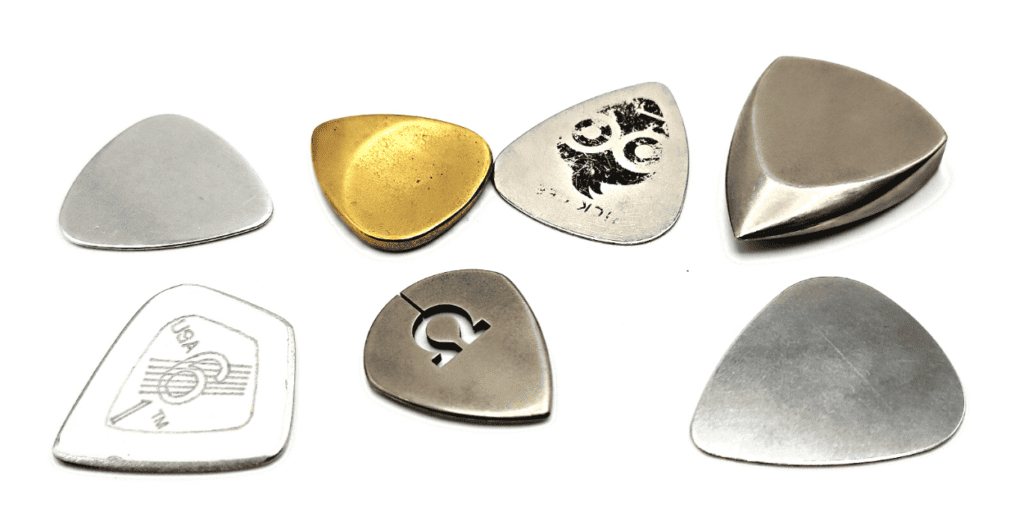Aluminum, Stainless Steel, Brass, and Titanium Guitar Picks