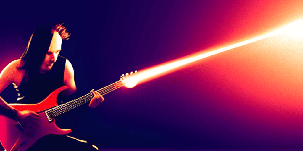 The squeal of pinch harmonics can make a guitar seem like it is shooting lasers