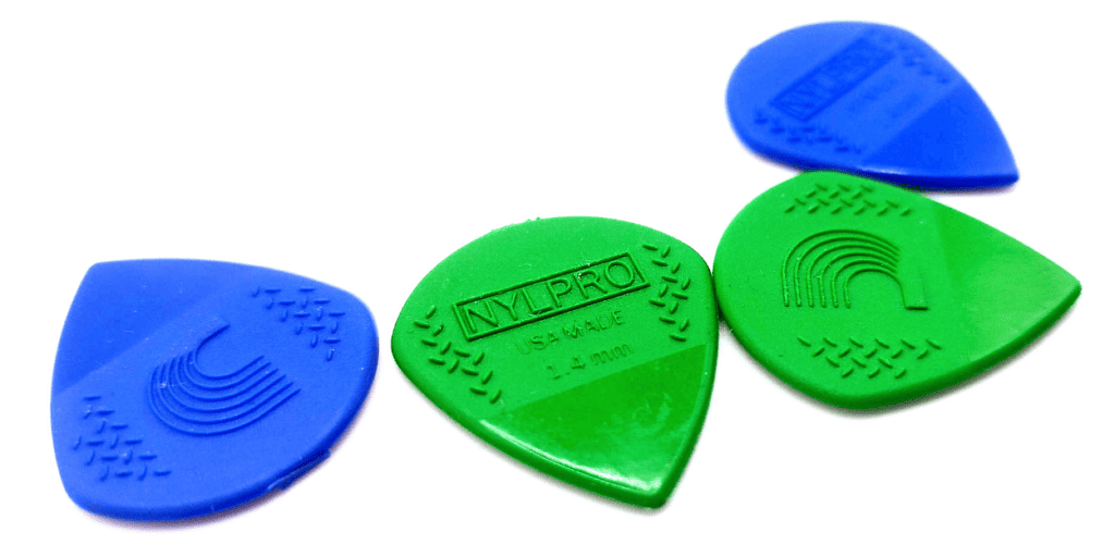 D'Addario Nylpro (blue) and Nylpro Plus (green)